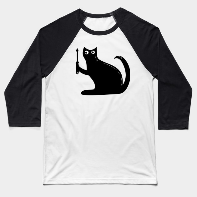 screwdriver Lockdown Cat Baseball T-Shirt by Codyaldy